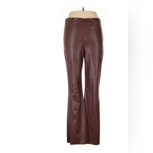 Brown leather flared pants